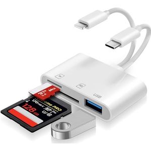 Loydia 3-in-1 USB C Micro SD-kaartlezer, SD-kaartadapter voor iPhone, Lightning Camera Kaartlezer SD/TF geheugenkaartadapter, plug & play, SD-kaartlezer voor iPhone, laptop, tablet, Huawei, Xiaomi