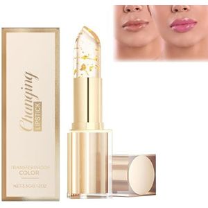 Novealcrbe Mood Lipstick, Novealcrbe Gold Crystal Color Changing Lipstick, Mood Lip Stick Color Changing Long Lasting 24 Hours Moisturizing Glossy Shine Lip Gloss for Women (Gold, 1Pcs)