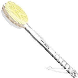 HHKER Duschbürste mit langem Griff, weiche Nylon-Körperbürste, Rückenschrubber für Dusche, sanftes Peeling und verbesserte Hautgesundheit, geeignet für Männer und Frauen, Transparent