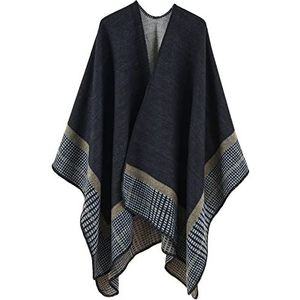 colornival Poncho voor dames, winter, warm, elegant, deken, cape, gebreide poncho, mantel, sjaal, cadeau voor verjaardag of Kerstmis, Kleur 5, One size