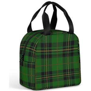 Groene Schotse Tartan Plaid Lunch Box Voor Vrouwen Mannen Geïsoleerde Lunch Tas Herbruikbare Lunch Tote Bag Lunch Container
