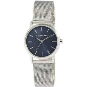 Excellanc dameshorloge blauw zilver analoog roestvrij staal mesh band Milanese metaal kwarts, blauw