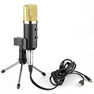 Lang baas USB Studio Sound Wired Condenser Microfoon met standaard voor zingen, opnemen, uitzenden, chatten