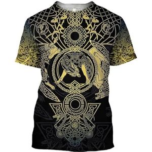 Viking Fenrir Wolf hoodie Voor Heren, Scandinavische Mythologie 3D Volledig Bedrukt Hiphop Rock Street Couple Sweatshirt, Zomermodieus Ademend Mesh T-shirt(Color:T-shirt,Size:M)