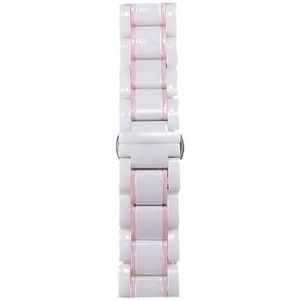 20 mm 22 mm stalen keramische band geschikt for Samsung Galaxy Watch4 5 40 mm 45 44 mm Pro geschikt for Amazfit Gts horlogeband polsband geschikt for Huawei riem armband(Color:White and pink,Size:24mm