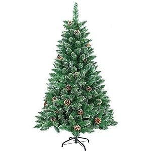 Hengmei Kunstkerstboom 120 cm, kerstboom van pvc, groen, met metalen standaard, ca. 180 twijgen, Lena kerstdecoratie (groen pvc met sneeuweffect, 120 cm)