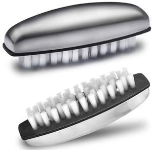 UCEC 2 x roestvrijstalen nagelborstel, nagelborstels voor het reinigen van nagels, verwijdert geuren, schrobben, harde borstel voor het reinigen van handen, nagels, voeten, teennagels