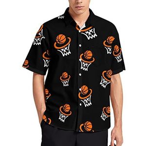 Basketbalhoepel heren T-shirt met korte mouwen casual button down zomer strand top met zak