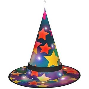 OdDdot Kleurrijke regenboog sterren heksenhoed - LED gekleurd licht, geschikt voor Halloween, Kerstmis, rollenspel en meer