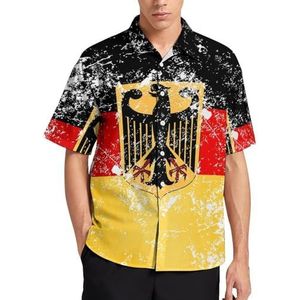 Retro Duitsland wapenschild vlag zomer heren shirts casual korte mouw button down blouse strand top met zak 2XL