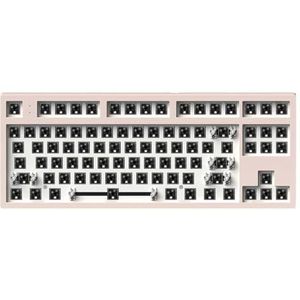 QPSJXN MK870 Mechanisch Toetsenbord DRIE Mode Wireless Hot Swap RGB aanpasbare Full-Toetsenbord-Accessoires (Wired Cherry Pink)