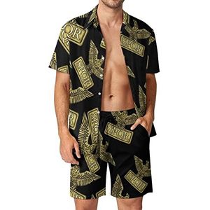 Gouden Embleem SPQR Hawaiiaanse Sets voor Mannen Button Down Korte Mouw Trainingspak Strand Outfits 3XL