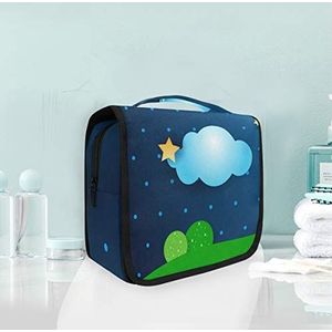 Hangende opvouwbare toilettas cartoon blauwe hemel ster make-up reizen organizer tassen tas voor vrouwen meisjes badkamer