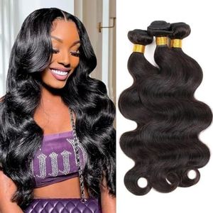Yavida Brazilian Hair Bundles 12 14 16 12A Remy Human Hair Bundles Body Wave Weave Bundles Unprocessed Human Hair Bundles Remy Brazilian Virgin Hair Extensions Natural Black Color