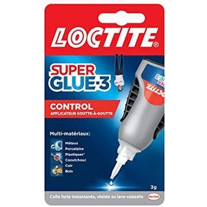Loctite Super Glue-3 Control Supersterke secondelijm met gecontroleerde debiet, universele lijm voor de meeste materialen, vloeibare lijm in een 3 g anti-shock fles