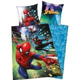 Spiderman Marvel-dekbedovertrek, 1 dekbedovertrek 140 x 200 cm, 1 kussensloop 63 x 63 cm (Spiderman-beddengoedset, B)
