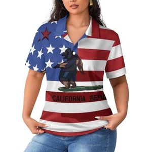 California Surf Bear dames sportshirt korte mouw T-shirt golfshirts tops met knopen workout blouses