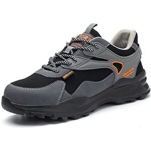 Veiligheidstrainers voor heren, stalen neus, sneakers, lichte veiligheidsschoenen, ademende werklaarzen, Zwart, 39.5 EU