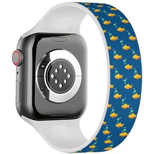 Solo Loop Band Compatibel met All Series Apple Watch 42/44/45/49mm (Gold Fish) Elastische Siliconen Band Strap Accessoire, Siliconen, Geen edelsteen