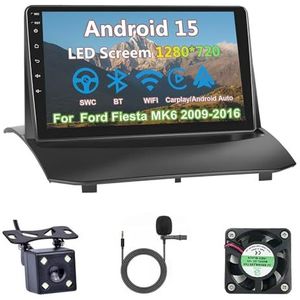 Draadloze Autoradio Android 15 voor Ford Fiesta MK6 2009-2016 met draadloze carplay en Android Auto Bluetooth USB Wifi 4G GPS Navigatie(S-5(6G+128G))