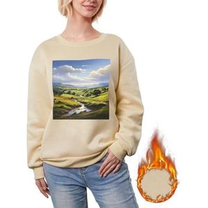 LFKVYZLC Vrouwen landschap met heuvels velden bomen Sweatshirts Pullover Sweater, Abrikoos, M