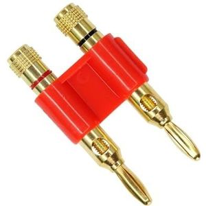 8 stks/gouden connector stapelbaar 4 mm dubbele rij banaanstekker dubbele luidspreker luidspreker twee-positie audiostekker (kleur: 4 rood 4 zwart)
