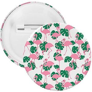 Roze Flamingo's Patroon Ronde Knop Broche Pin Leuke Blik Badge Gift Kleding Accessoires Voor Mannen Vrouwen