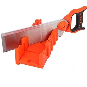 KATSU 313571 verstekbak met handzaagset van 300 mm, fijne pen, verstekzaag met gids, hoeklijsten voor houtbewerking snijden, doe-het-zelf, huisdecoratie, vakmanschap