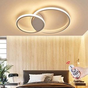 JINWELL Acryl plafondlamp, smeedijzeren ronde woonkamerlamp, modern led-plafondlamp design, metalen kroonluchter voor de eetkamer, keuken, slaapkamer, badkamer, plafondverlichting, 36 W, twee cirkels,