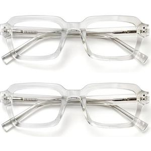 OPULIZE EDG Blue Light Blocking Glasses for Women Men, Anti-reflective Anti-Glare Computer & Gaming Lenses, Vintage Rectangular Frame, UV & Eyestrain Protection, Clear (Pack of 2)