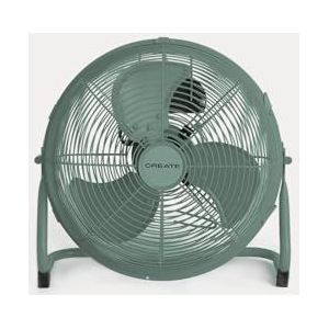 CREATE / Air Floor Retro Industriële vloerventilator, groene sage ventilator, 40,6 cm, sterke luchtstroom, 3 snelheden, stil, licht, antislip voetjes
