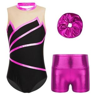 Cha-Cha Gymnastiekpak met franjes voor Latijns-Amerikaanse dans, glinsterende pailletten, met kwastjes, performancepak, tango-danskleding voor meisjes van 4 tot 16 jaar (roze, 8)