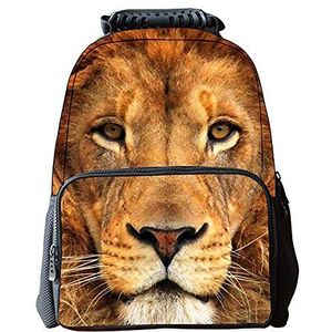 JJ Store Unisex 3D Dierlijke Leeuw Print Rugzak Vilt Stof Wandelen Daypacks Tassen