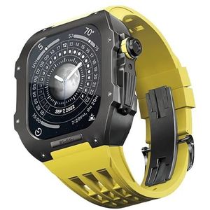 OFWAX Titanium Horlogekast Fluororubber Luxe Horlogeband, Voor Apple Watch 6/5/4/SE/44mm Serie Horloge Retrofit Band Upgrade Vervanging Horloge Band En Case Kit Accessoires, 44MM, agaat