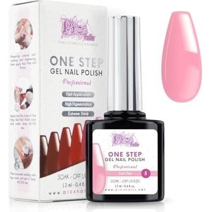 Semi-Permanente UV/Led Nagellak One Step 12 ml - Zacht Roze - Onmiddellijk Glanzende Nagellak met of zonder Basis en Top Coat