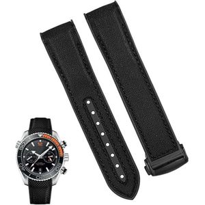 dayeer Siliconen nylon horlogeband voor Omega 300 SEAMASTER 600 PLANET OCEAN Horlogebandaccessoires Kettingriem (Color : Black BK, Size : 20mm)