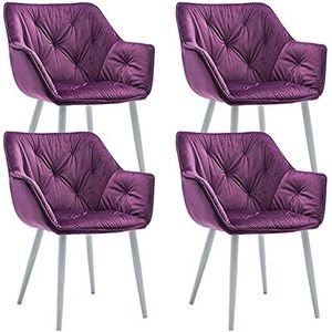 GEIRONV 45 × 44 × 80 cm fluwelen eetkamer-set van 4, moderne woonkamer slaapkamer lounge zijkantje met metalen benen make-up stoel Eetstoelen (Color : Purple, Size : White feet)