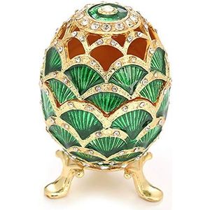 aoory Hand geschilderd juwelendoos Faberge ei stijl uniek cadeau voor huisdecoratie groen