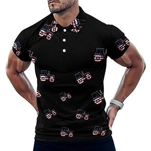 USA Vlag Patriottische Tractor Grappige Mannen Polo Shirt Korte Mouw T-shirts Klassieke Tops Voor Golf Tennis Workout