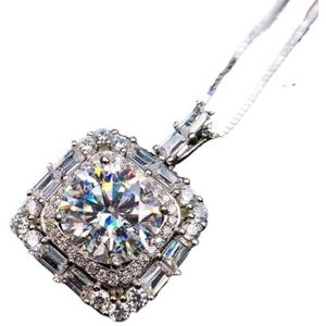 Kettingen voor vrouwen Zilver 925 5 ct kleur Moissanite hanger ketting briljant geslepen diamant prinses edelsteen kettingen