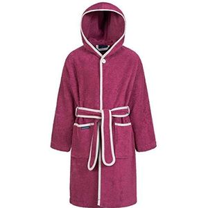 Morgenstern badstof ochtendjas kinderen en jongeren met capuchon van puur katoen braam roze 158-164 cm, 13-14 jaar