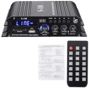 S188 2 * 400W + 200W Bluetooth HIFI Power Amplifiers Stereo Home Auto Audio 12V Digitale Geluidsversterker BAS Muziekspeler(With EU Adapter)
