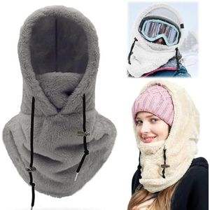 Gezichtsmasker Sherpa Hood, universele windbestendige winter Sherpa skikap, bivakmuts skimasker, windbestendige winter for dames en heren (Color : Gray, Size : One Size)