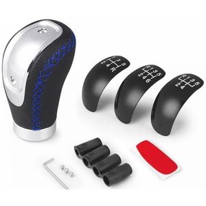 TUANZUN Versnellingspookknop, auto versnellingspookknop 5/6 versnellingen auto handmatige versnellingspook schakelknop schakelknop universeel leer (blauw)