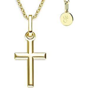 Kruisketting goud communie kruis bevestiging gouden kruis ketting kruisketting hoogwaardig verguld! * incl. luxe etui * kruis hanger kruis goud geel verguld religieuze christelijke ketting FF05 VGGG45, 38 - 42 cm