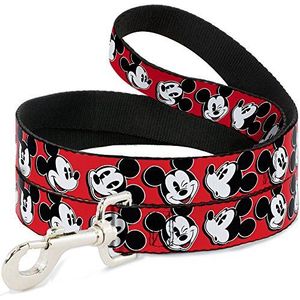 Disney Mickey Mouse Expressions Rood/Zwart/Wit Hondenriem 0.5"" breed, 6' lang, veelkleurig