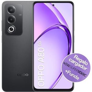 OPPO A80 5G Smartphone met IA, 16 GB (8 GB + 8 GB, 256 GB, HD+-LCD-display, 17,9 cm (6,7 inch), camera 50 + 2 + 8 MP, Android, batterij 5100 mAh, snel opladen 45 W, oplader en hoes inbegrepen, zwart
