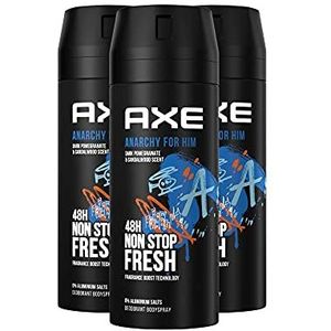 Axe Anarchy Bodyspray & deospray heren verpakking van 3 stuks zonder aluminiumzouten 48 uur onweerstaanbare frisheid (3 x 150 ml)