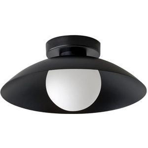 LONGDU Crèmekleurige creatieve plafondlamp, warme en minimalistische plafondlamp, ijzeren lampenkap semi-inbouw plafondlamp, for slaapkamer trappen hotel woonkamer keuken hal(Color:Black)