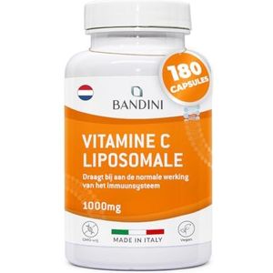 Bandini® Liposomale Vitamine C 1000 mg 180 capsules | Hoge dosis liposomaal vitamin C | 100% veganistisch | Immuunsysteem, botten, kraakbeen, huid, tanden, vermoeidheid | Zuiver Ascorbinezuur